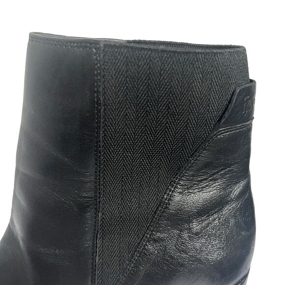 Franco Sarto Black Leather Ankle Boots Size 11 Block Heel Chelsea Boots Slip On - Picture 4 of 14